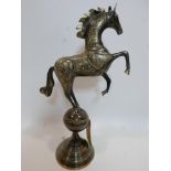 An Indian brass model of a horse on stand, H.56cm