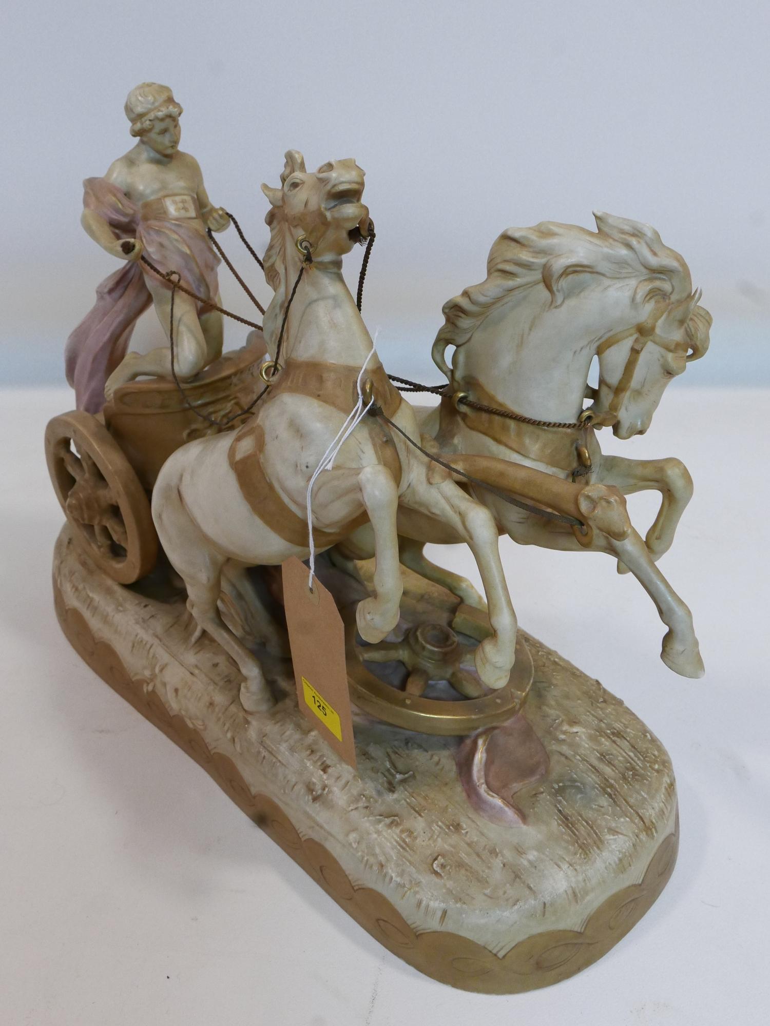 A large Royal Dux porcelain group of chariot and horses, H.41 W.52 D.21cm - Image 2 of 5