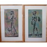 A pair of 20th century African paintings, 44 x 22cm