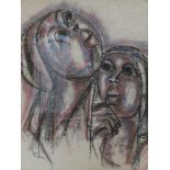 Albert Maseko (20th century South African), Faces, mixed media, signed and dated '72 to lower right,