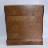 An Art Deco light oak chest of four drawers, H.94 W.85 D.43cm