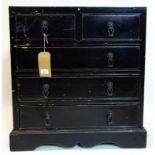 A 20th century Chinese style ebonzised chest of drawers, H.70 W.68 D.36cm