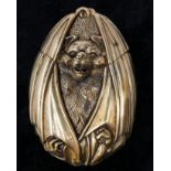 A brass vesta case in the form of a bat