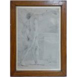 A 19th century life drawing of a nude man, pencil on paper, signed Robert Pamoni (?) lower right,