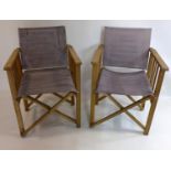 A pair of oak folding directors chairs