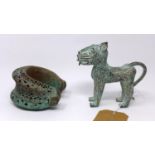 A Benin bronze leopard and bronze bangle