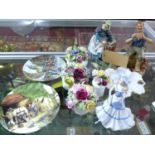 A collection of English ceramics and porcelain to include two Royal Doulton figures of Old Meg and