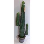 A contemporary plastic cactus, H.126cm