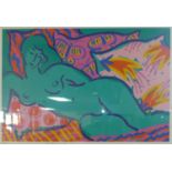 A 20th century limited edition screen print, 'Green Nude', indistinctly signed and numbered 39/