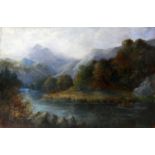 20th century school, Scottish mountainous landscape, oil on canvas, 51 x 77cm