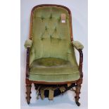 A William IV mahogany armchair with velour upholstery