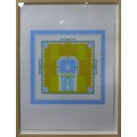 A lithograph of a architectural plan, 'The Eternal Temple', framed and glazed, 45 x 45cm