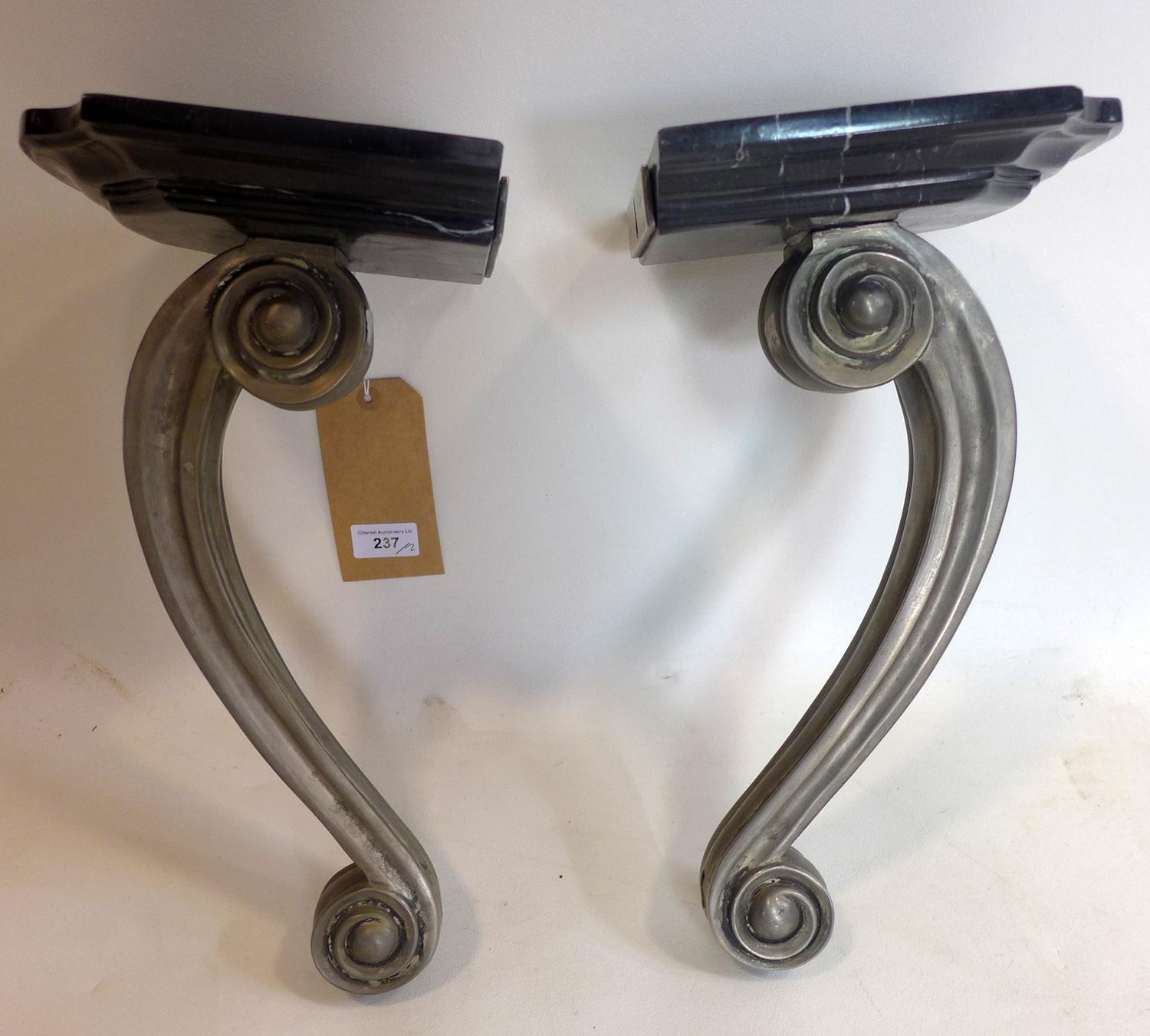 A pair of bronze and marble wall brackets, H.37 W.20 D.20cm - Image 2 of 3