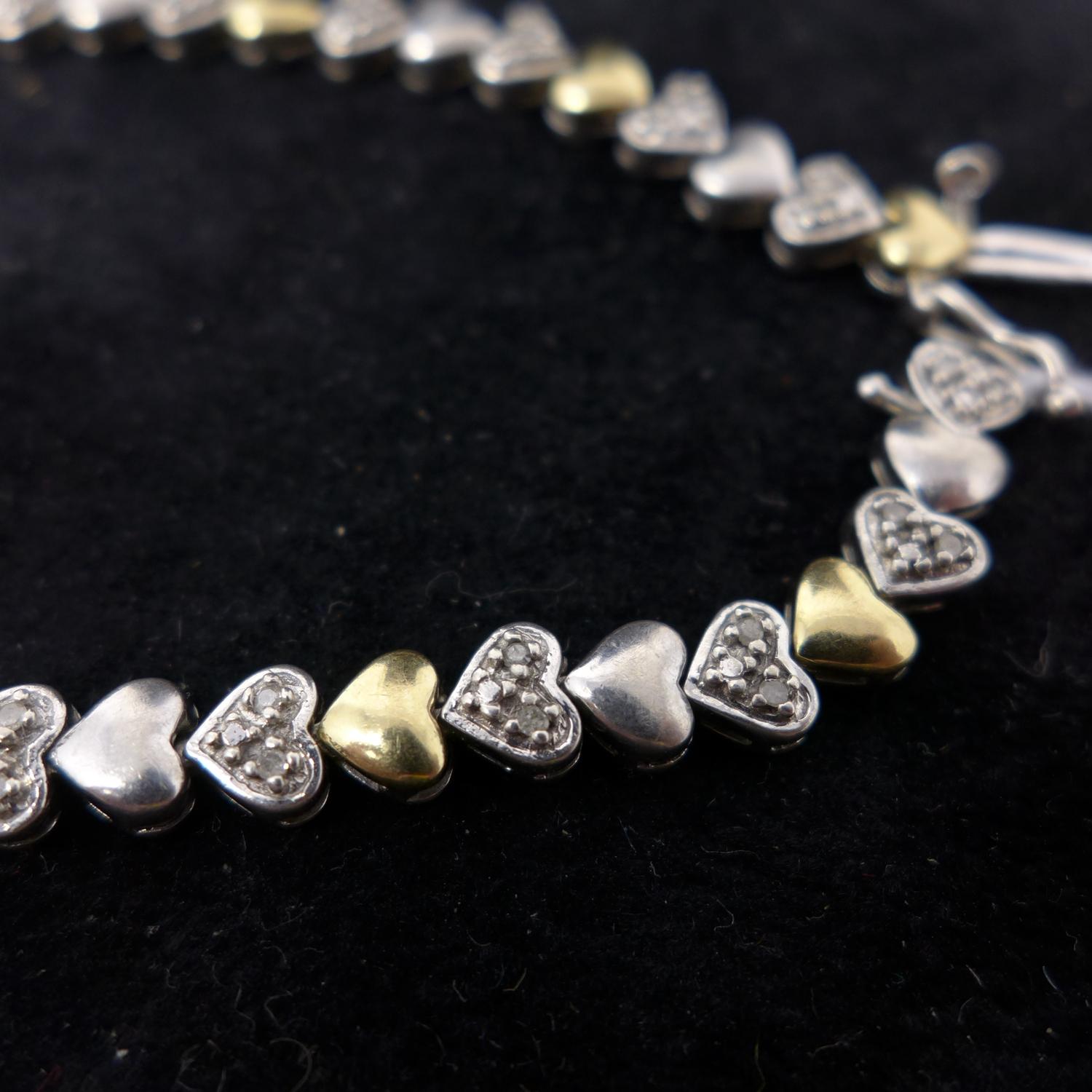 A gold and silver bracelet set with diamonds - Image 2 of 2