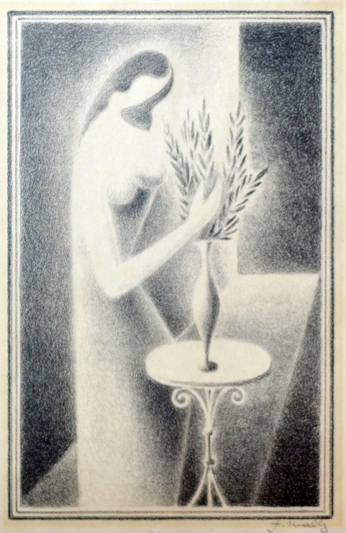 Frantisek Maly (Czech, 1900-1980), A lady and a vase of flowers, lithograph, signed in pencil to - Image 3 of 4