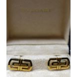 A boxed pair of Bvlgari 18ct yellow gold cufflinks, marked 750, 12g total