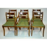 A set of six yew wood dining chairs by Reprodux
