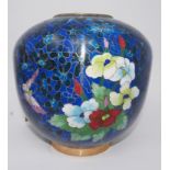 A Chinese cloisonne enamel ovoid vase (no cover), decorated with flowers and butterflies, H.18cm