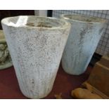 Two white painted conical planters in the Atlantis finish, H.56cm Diameter 42cm (2)