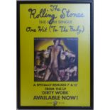 A Rolling Stones 'One Hit (To The Body)' single advertising poster, in black frame, 70 x 49cm