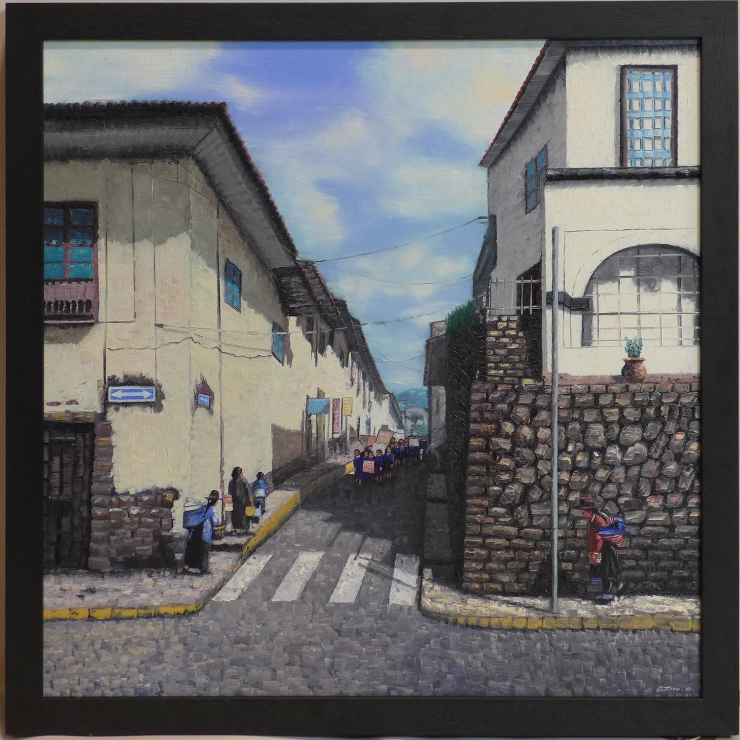 George Tincu (Contemporary), Cusco, Peru street scene, signed and dated '18 lower right, oil on - Bild 2 aus 3