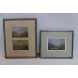 Robert Capstick, Two framed and glazed oils on boards. Single image entitled 'Landscape by