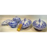 A part Minton blue and white service with Delft design