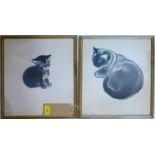 Two prints of paintings of cats by Clare Turlay Newberry, 'Illustration from 'Mittens''; and '