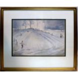 In the manner of Russel Flint, winter scene, watercolour, signed Jack Elliot, 28 x 40cm