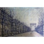 After Bernard Buffet (1928-1999)-"Les Champs Elyse?es", large print on fabric, 109 x 160cm