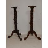 A pair of Victorian style mahogany jardiniere stands , H.101cm