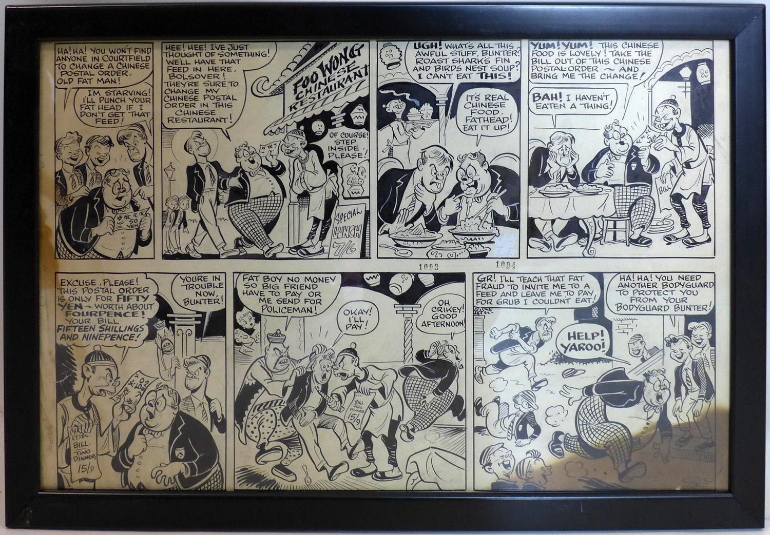 Charlie Pease (1905-1964), a 1960's original artwork from Knockout comic book, at a Chinese