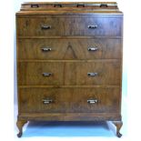 An early 20th century walnut chest of three short, over four long graduating drawers, H.116 W.87 D.