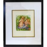 A colour photo etching after Pierre Auguste Renoir, 'Fillette au Torse Nu', with blindstamp for A.