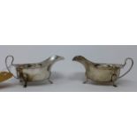 A pair of silver sauce boats, by Viner's Ltd (Emile Viner), Sheffield 1940-1, with loop handles