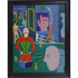 Eric Sykes, Untitled Daliesque scene, acrylic on board, 60 x 45cm