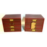 A pair of vintage leather filing chests