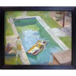 Mary Brooks (1897-1991), swimming pool, oil on board, 36 x 44cm