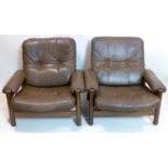 A pair of mid 20th century Danish leather armchairs