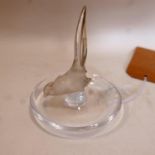A vintage Lalique crystal pheasant bird pin dish, signed 'Lalique, France' to base, H.10cm