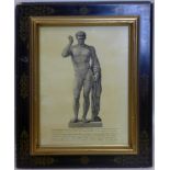 A print of a nude statue in gilt and ebonized frame, 39 x 29cm