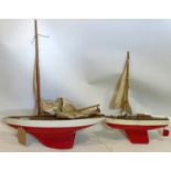 Two hand built vintage pond yachts