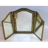 An early 20th century gilt wood triptych mirror, 65 x 104cm