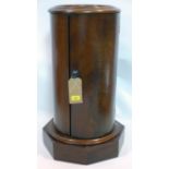 A Victorian mahogany cylindrical pedestal cupboard with marble top, H.74cm