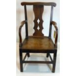 A Georgian oak desk chair