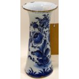 An 18th century Delft blue and white vase, H.23cm