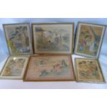 A collection of 6 late 19th/early 20th century Chinese watercolours on silk