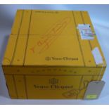 A box of 6 Veuve Clicquot champagne in gift boxes