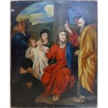 20th century school, Jesus giving blessing a child, oil on canvas, 65 x 54cm