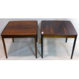 A pair of 20th century Swedish exotic hardwood lamp tables, by Saffle, H.50 W.60 D.60cm